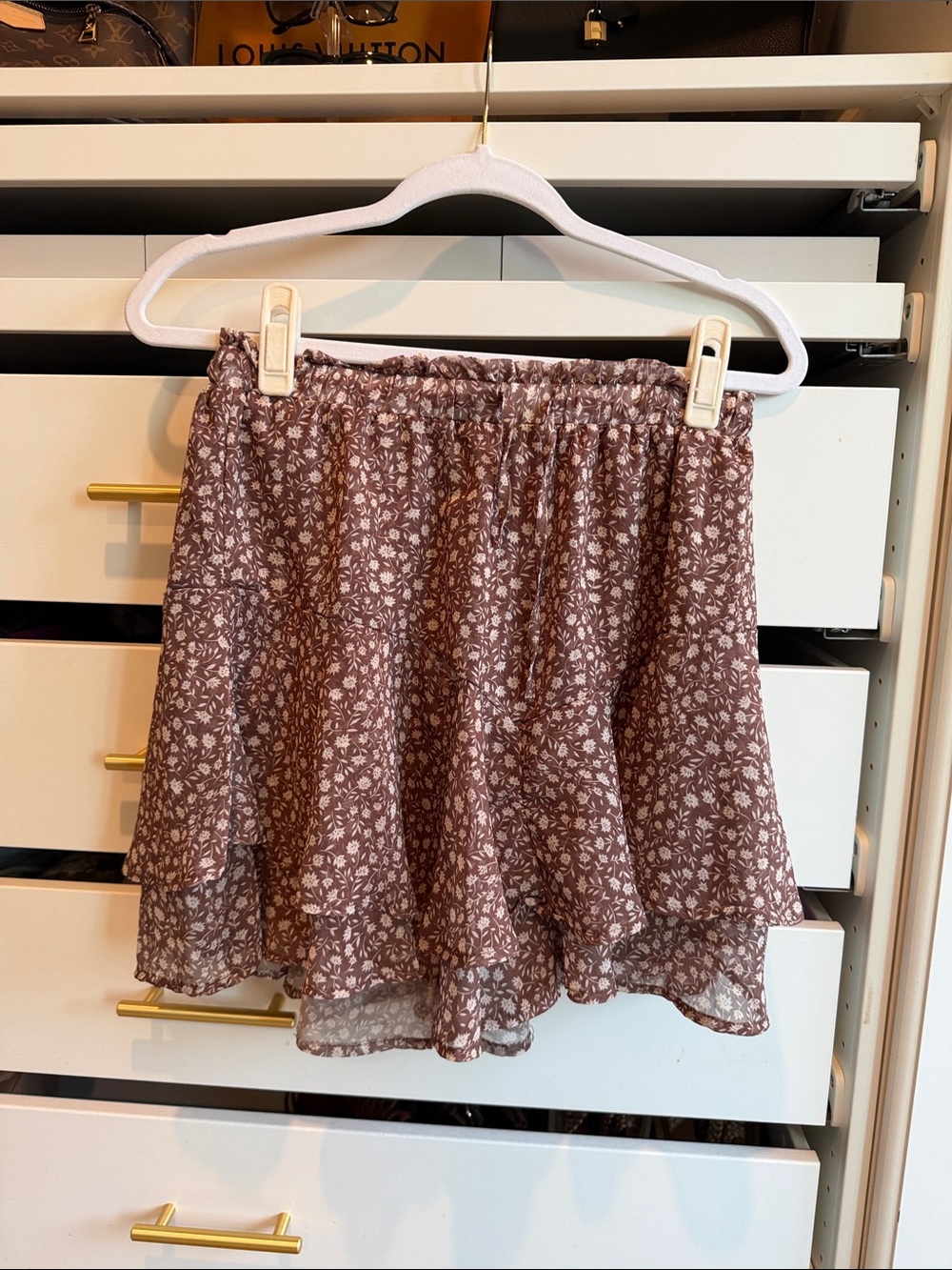 Floral Tiered Chiffon Mini Skort - Dusty Rose